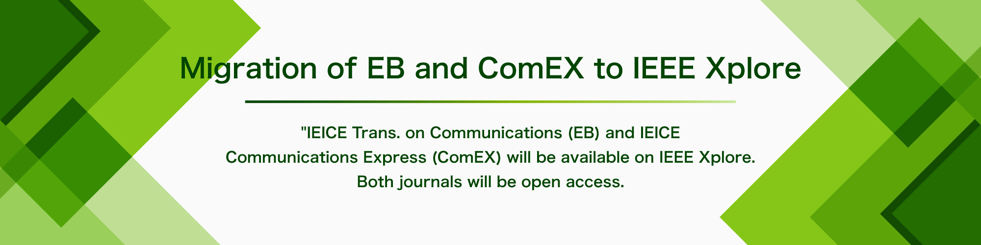 Migration of EB and ComEX to IEEE Xplore